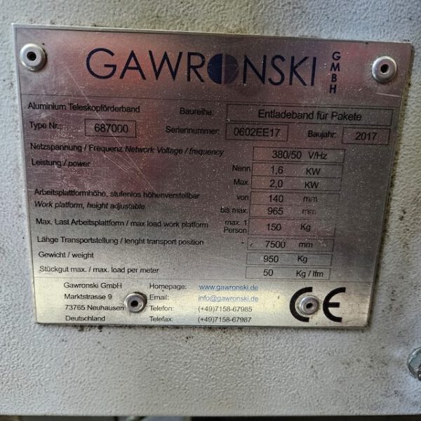 Ausziehbares Teleskopförderband, Aluminium, Länge 8000 – 20.700mm Nutzbreite 600 mm Gliedband, mit hydraulisch höhenverstellbarer Arbeitsbühne – Bild 10